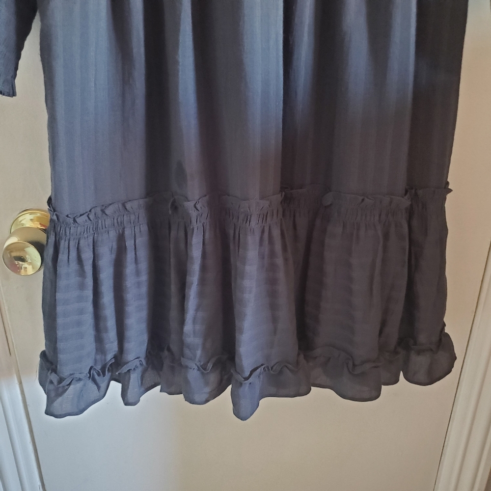 Lovestitch Blue Tiered Boho Dress Tassel Tie Size L MilkMaid Prairie Peasant - Picture 9 of 16
